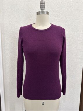 Talbots 100% Cashmere Crewneck Sweater Small Women’s Purple Pullover Fuzzy Knit